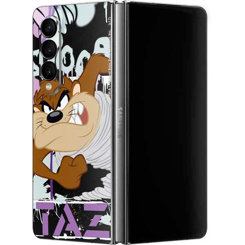 Looney Tunes Splatter Paint Tasmanian Devil Galaxy Z Fold4 5G Skin