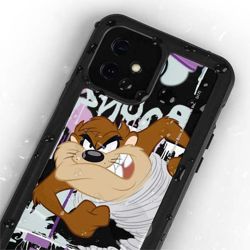 Looney Tunes Splatter Paint Tasmanian Devil iPhone 12 Mini Waterproof Case