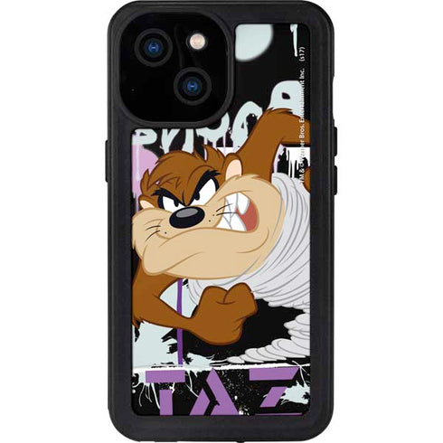 Looney Tunes Splatter Paint Tasmanian Devil iPhone 13 Mini Waterproof Case