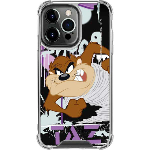 Looney Tunes Splatter Paint Tasmanian Devil iPhone 14 Pro Clear Case
