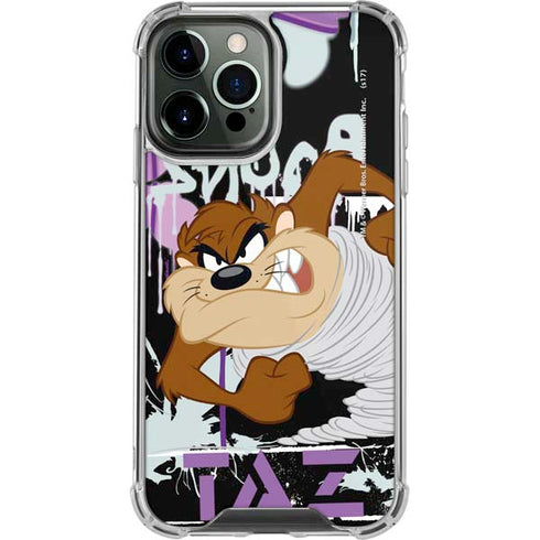 Looney Tunes Splatter Paint Tasmanian Devil iPhone 14 Pro Max Clear Case