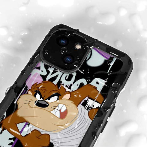 Looney Tunes Splatter Paint Tasmanian Devil iPhone 15 Waterproof Case