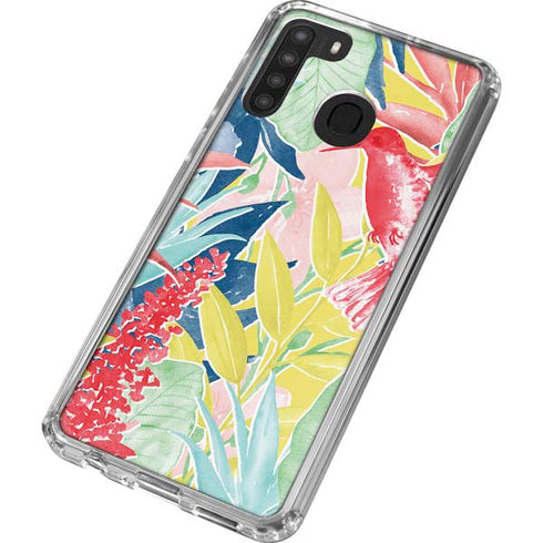 Spring Bird of Paradise Galaxy A21 Clear Case