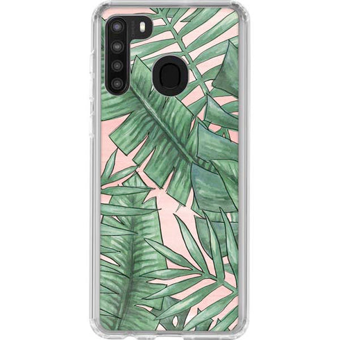 Spring Palm Leaves Galaxy A21 Clear Case