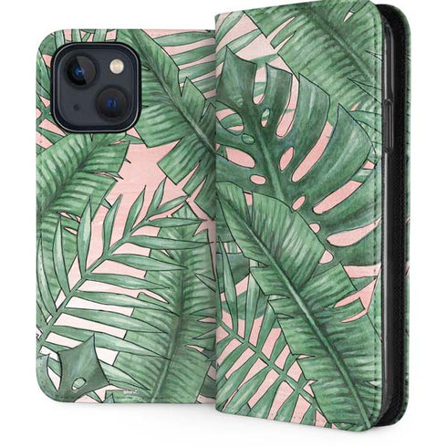 Spring Palm Leaves iPhone 15 Plus Folio Case
