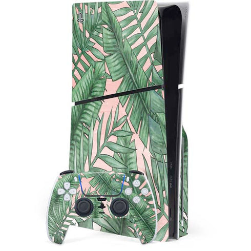 Spring Palm Leaves PS5 Slim Disk Bundle Skin