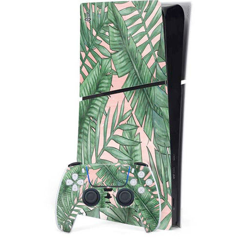 Spring Palm Leaves PS5 Slim Digital Edition Console Skin