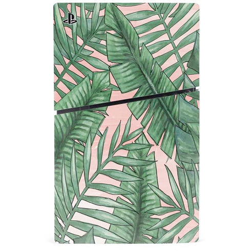 Spring Palm Leaves PS5 Slim Digital Edition Console Skin