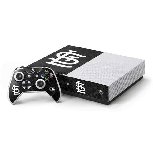 MLB St Louis Cardinals Dark Wash Xbox One S Console and Controller Bundle Skin