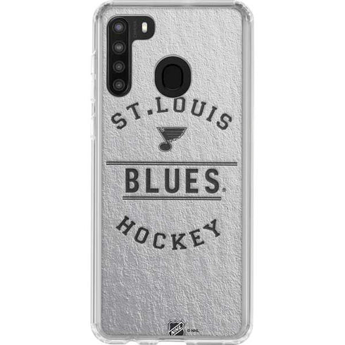 NHL St. Louis Blues Black Text Galaxy A21 Clear Case