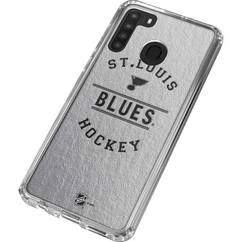 NHL St. Louis Blues Black Text Galaxy A21 Clear Case