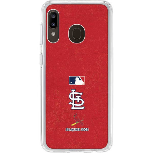 MLB St. Louis Cardinals - Solid Distressed Galaxy A20 Clear Case