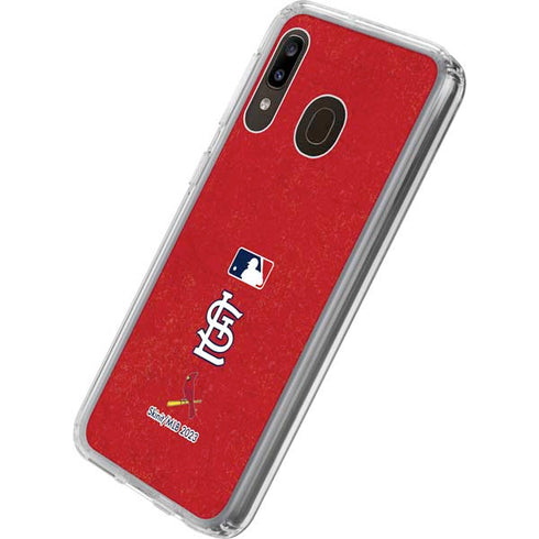 MLB St. Louis Cardinals - Solid Distressed Galaxy A20 Clear Case