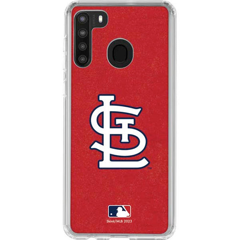 MLB St. Louis Cardinals - Solid Distressed Galaxy A21 Clear Case