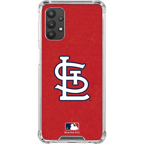 MLB St. Louis Cardinals - Solid Distressed Galaxy A32 5G Clear Case