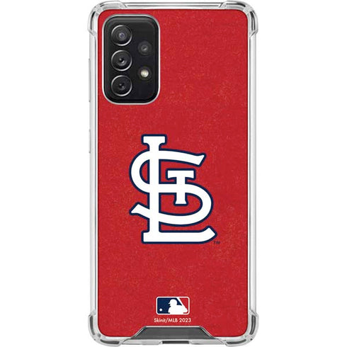 MLB St. Louis Cardinals - Solid Distressed Galaxy A72 5G Clear Case