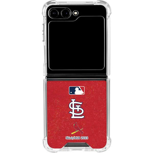 MLB St. Louis Cardinals - Solid Distressed Galaxy Z Flip5 5G Clear Case