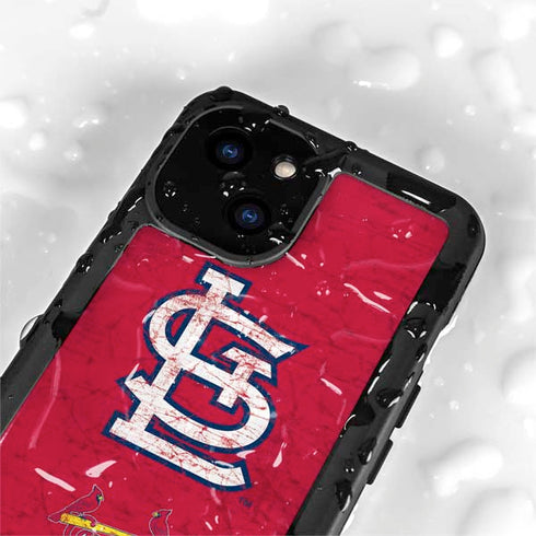 MLB St. Louis Cardinals - Solid Distressed iPhone 13 Mini Waterproof Case