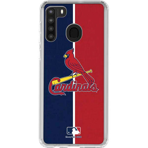 MLB St. Louis Cardinals Split Galaxy A21 Clear Case