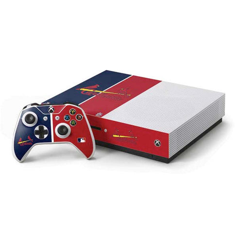 MLB St. Louis Cardinals Split Xbox One S Console and Controller Bundle Skin