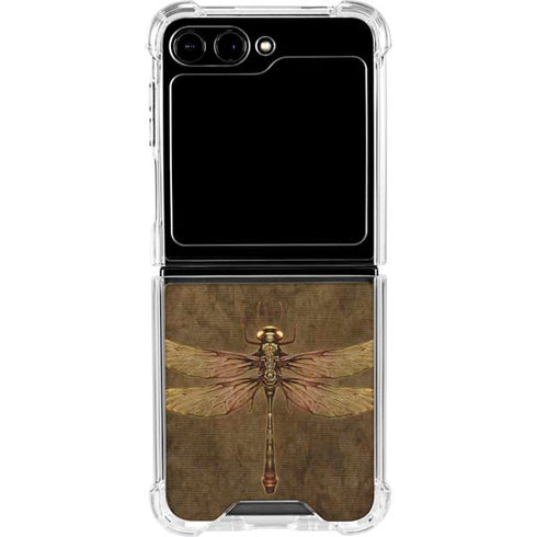 Steampunk & Gear Dragonfly by Brigid Ashwood Galaxy Z Flip5 5G Clear Case
