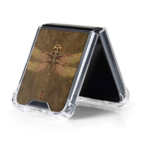 Steampunk & Gear Dragonfly by Brigid Ashwood Galaxy Z Flip5 5G Clear Case