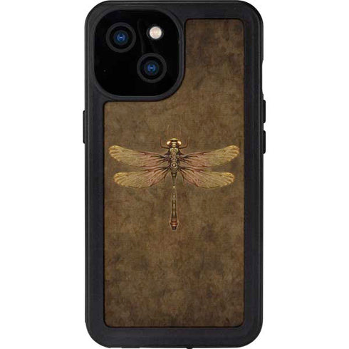 Steampunk & Gear Dragonfly by Brigid Ashwood iPhone 15 Waterproof Case