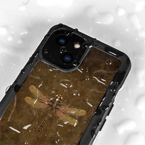 Steampunk & Gear Dragonfly by Brigid Ashwood iPhone 15 Waterproof Case