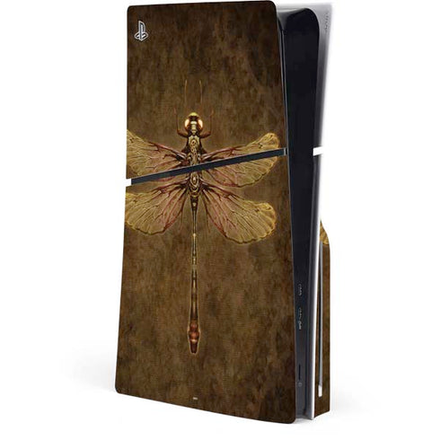 Steampunk & Gear Dragonfly by Brigid Ashwood PS5 Slim Disk Console Skin