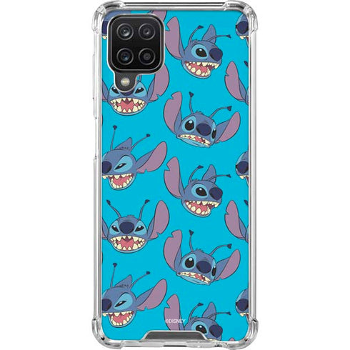 Disney Lilo and Stitch Face Expression Pattern Galaxy A12 Clear Case