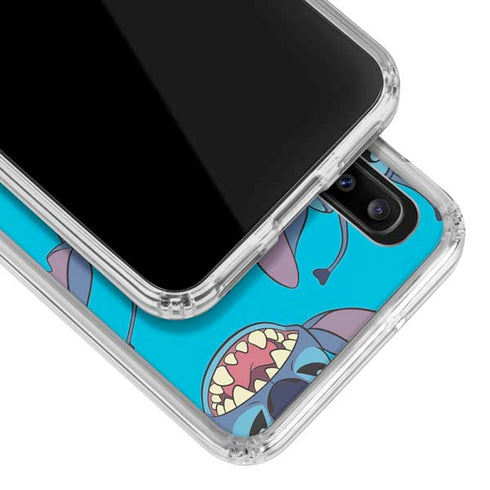 Disney Lilo and Stitch Face Expression Pattern Galaxy A20 Clear Case