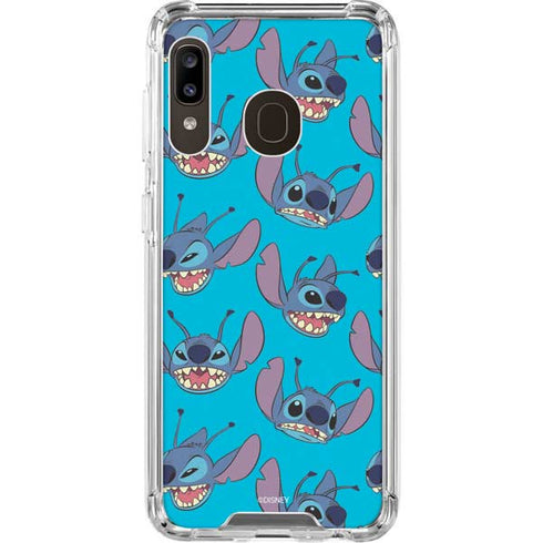 Disney Lilo and Stitch Face Expression Pattern Galaxy A30 Clear Case