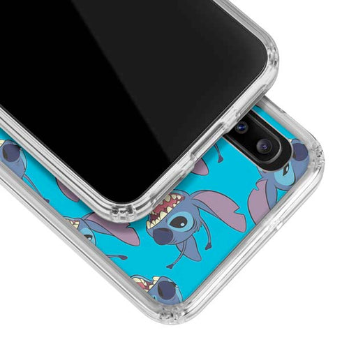 Disney Lilo and Stitch Face Expression Pattern Galaxy A30 Clear Case