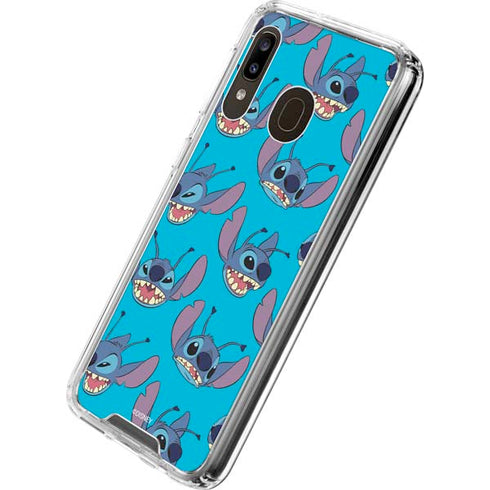 Disney Lilo and Stitch Face Expression Pattern Galaxy A30 Clear Case