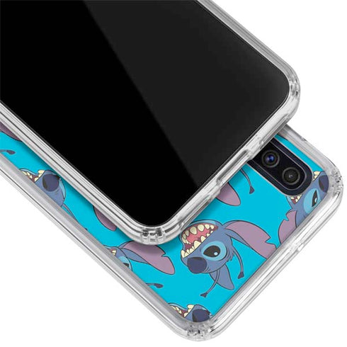 Disney Lilo and Stitch Face Expression Pattern Galaxy A50 Clear Case