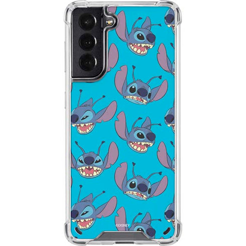 Disney Lilo and Stitch Face Expression Pattern Galaxy S21 5G Clear Case