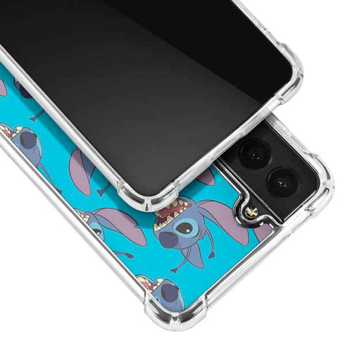Disney Lilo and Stitch Face Expression Pattern Galaxy S22 Plus Clear Case