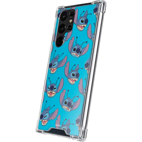 Disney Lilo and Stitch Face Expression Pattern Galaxy S22 Ultra Clear Case