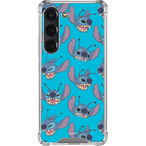 Disney Lilo and Stitch Face Expression Pattern Galaxy S23 Clear Case