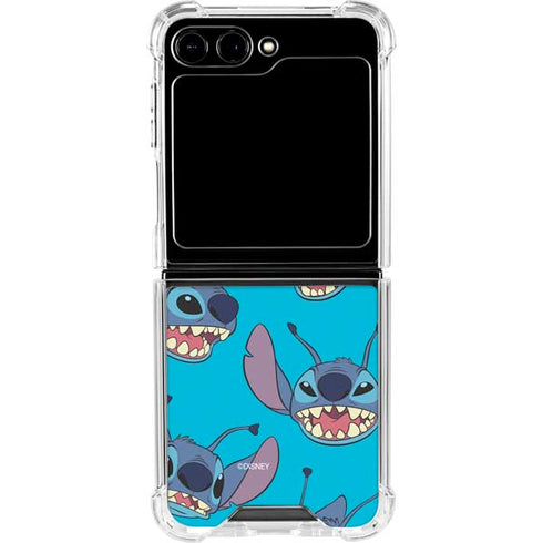 Disney Lilo and Stitch Face Expression Pattern Galaxy Z Flip5 5G Clear Case