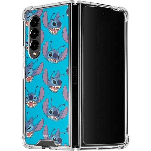 Disney Lilo and Stitch Face Expression Pattern Galaxy Z Fold4 5G Clear Case