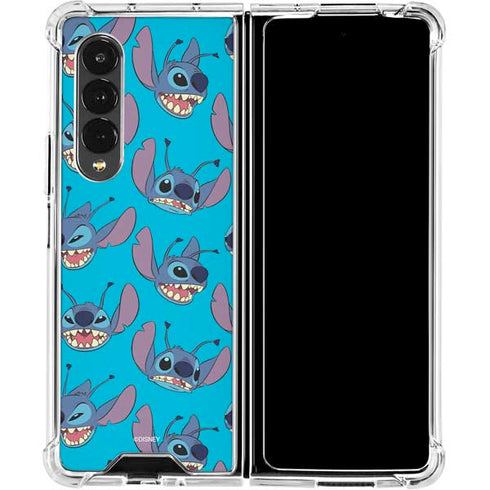 Disney Lilo and Stitch Face Expression Pattern Galaxy Z Fold4 5G Clear Case