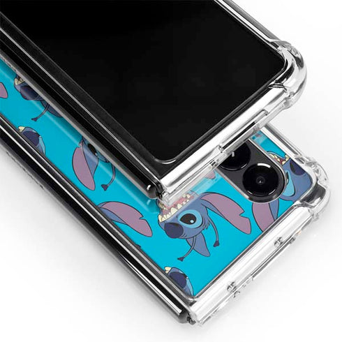 Disney Lilo and Stitch Face Expression Pattern Galaxy Z Fold4 5G Clear Case