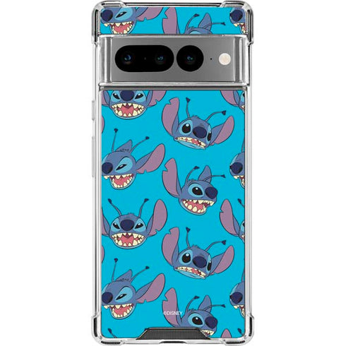 Disney Lilo and Stitch Face Expression Pattern Google Pixel 7 Pro Clear Case