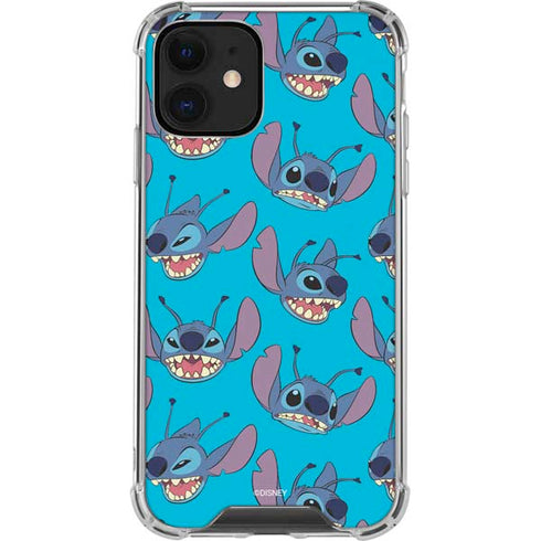 Disney Lilo and Stitch Face Expression Pattern iPhone 12 Clear Case