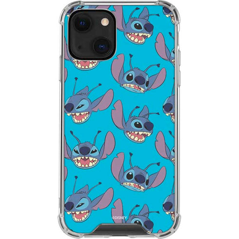 Disney Lilo and Stitch Face Expression Pattern iPhone 14 Plus Clear Case