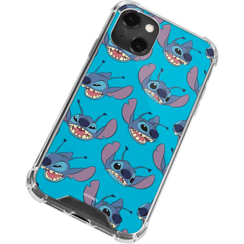 Disney Lilo and Stitch Face Expression Pattern iPhone 14 Plus Clear Case