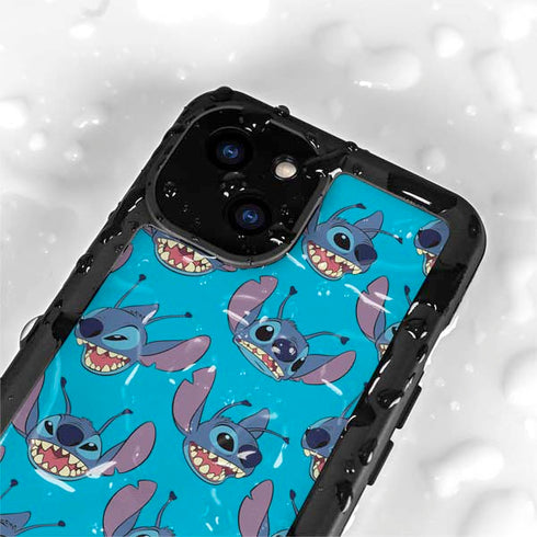 Disney Lilo and Stitch Face Expression Pattern iPhone 15 Plus Waterproof Case