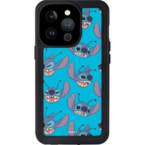 Disney Lilo and Stitch Face Expression Pattern iPhone 15 Pro Waterproof Case
