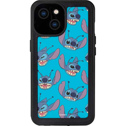 Disney Lilo and Stitch Face Expression Pattern iPhone 15 Waterproof Case